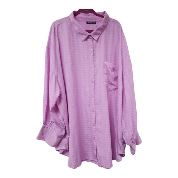 Boohoo Long Sleeve Purple Blouse Size 24 - Picture 1 of 7
